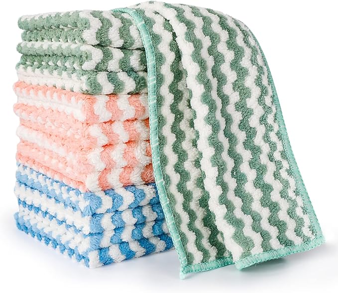 FGSAEOR Microfiber Cleaning Cloth, Dish Cloths for Washing Dishes, Ultra Absorbent Kitchen Towels Rags for Cleaning House Keeping