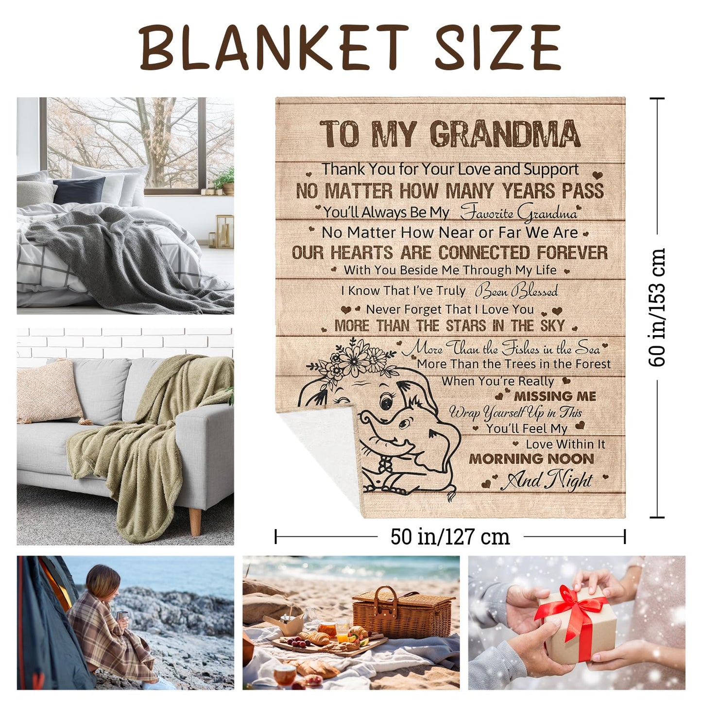 Yofipon Grandma Gifts from Granddaughter Grandson, Grandma Birthday Gifts Throw Blanket 60"x50", Grandmas Blanket from Grandkids, Grandmas Gift Ideas for Mother's Day Christmas Anniversary