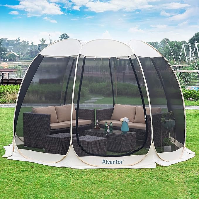 Alvantor® Screen House Gazebo, Pop Up Igloo Screened Canopy Tent with Mosquito Netting Sides, Instant UV Resistant Sun She...