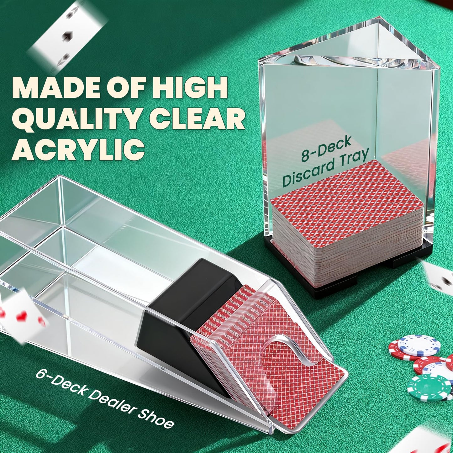 NEWTRY Blackjack Set, Complete Black Jack Set with Card Shuffler, 300pcs Chips, Poker Mat, Card Shoe, Chip Rake, Discard Tray, 8 Playing Cards, Bell, Dice, Cut Cards and 4 Buttons for Party Game Night