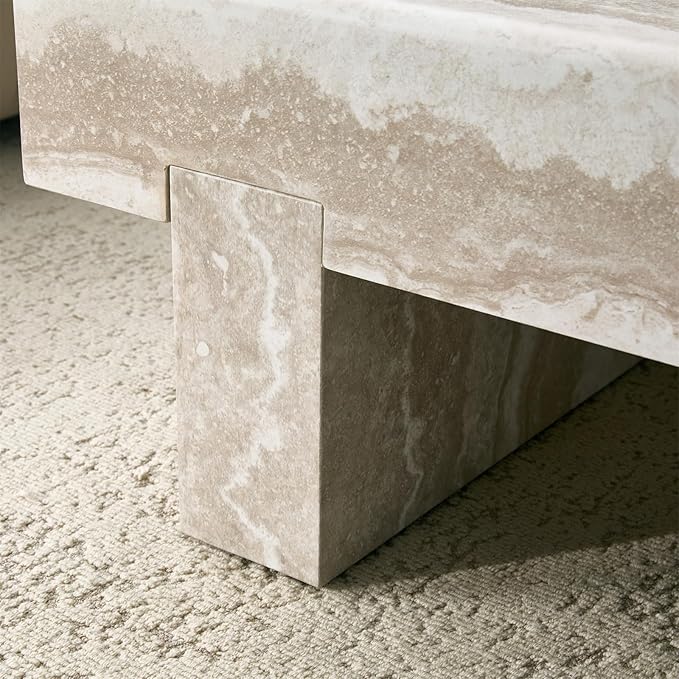 LKTART 46'' Rectangle Coffee Table for Living Room, Stone Pattern Desktop, Marble Pattern Thick Sturdy Legs Coffee Table with Storage for Dining Room Apartment Small Space (Stone Pattern)
