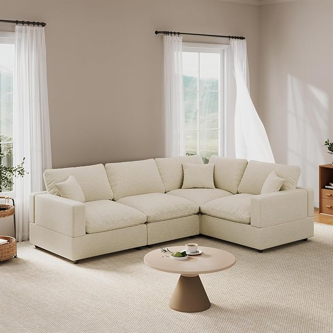 Modular Sectional Sofa Couch for Living Room, Convertible Upholstered Comfy Couches Deep Seat Sofa | Removable & Washable Cushion Covers, Filled with Down Cotton | Free Combination Sleeper Sofa Bed