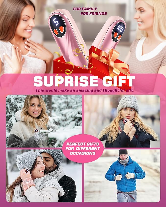 Hand Warmers Rechargeable 2 Pack, 6000mAh Electric Hand Warmers, 5-Level Heating with Battery Display, Reusable Portable Pocket Heater, Gifts for Christmas, Outdoor, Golf, Travel, Hunting, Camping