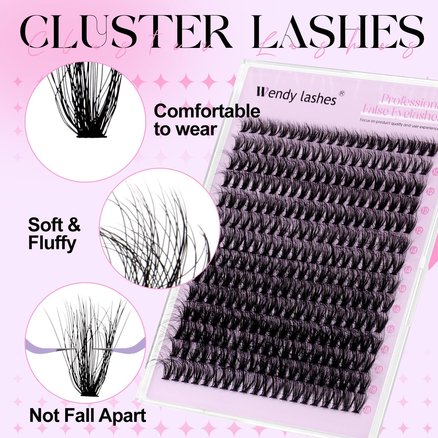 Lash Clusters 40D Wispy Individual Lashes 280PCS 3D Volume Lash Extensions 10-18mm Natural DIY Cluster Lashes for Beginners(40D,