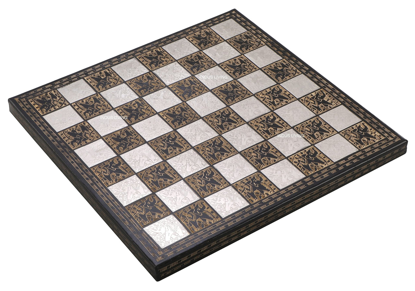 Luxury & Decorative Premium Chess Board Game Set | 10 x 10 Inches | Black & Silver | Collectible & Handmade Chess Set for Professionals & Adult for Tournament/for Gifting by INDUS LIVING