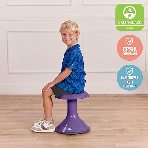 ECR4Kids ACE Active Core Engagement Wobble Stool, 15-Inch Seat Height, Flexible Seating, Eggplant