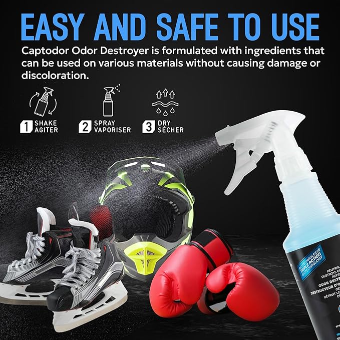 Sports Odor Destroyer Spray (1 x Bottle of 16.9oz / 500 ml), Sports Gear Odor Eliminator & Deodorizer Spray, Neutralizer & Refresher Spray For Protective Equipment, Sportswear & Outdoor Gear