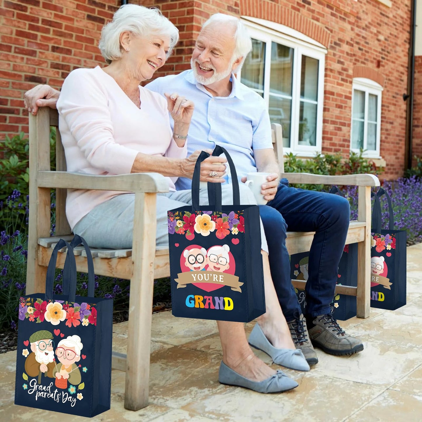 VDESFUEBY 20Pcs Happy Grandparents Day Bags Grandparents Day Decorations, Grandparents Day Sign Best Grandparent Gift Favor Bags for Grandma & Grandpa Retirement Party Decorations Supplies