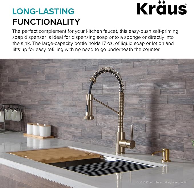 KRAUS Boden Kitchen Soap and Lotion Dispenser in Brushed Brass, KSD-53BB