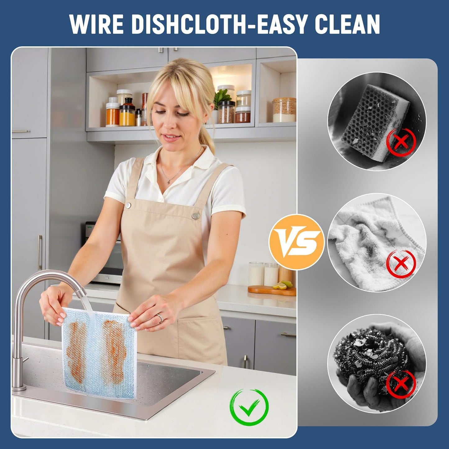 Double Side Non Scratch Wire Dishcloth 30pcs-Multipurpose Wire Dishwashing Rags Wire Mesh Cleaning Cloth,Kitchen Towels and Dishcloths Sets Microfiber Cloth for Cleaning Pans Sinks & Cookware