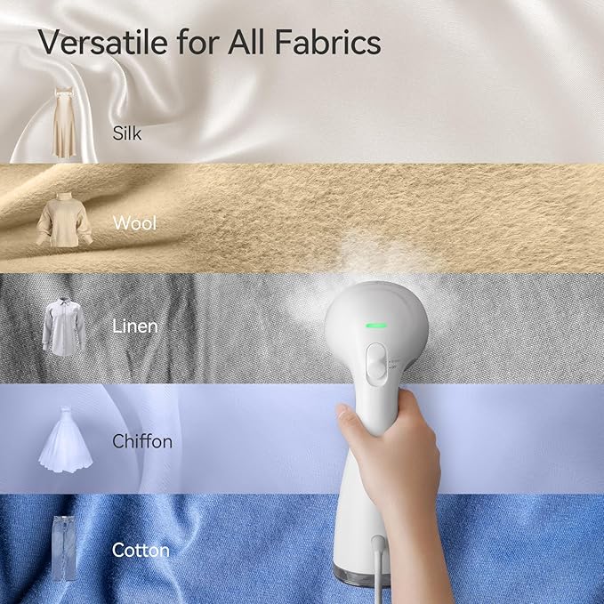 HiLIFE Upgraded Steamer for Clothes, Handheld Portable Design, 1100W Powerful Steam, 300ml Larger Tank & No Leak Tech, 30S Fast Heat-up, Quick Wrinkle Remover, Compact Size for Travel, ONLY 120V