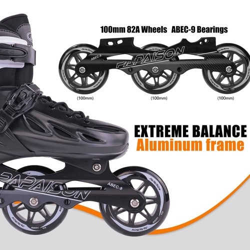 PAPAISON Adult Adjustable Inline Skates for Men Women with 3 100mm Wheels, Outdoor Blades Female Male Fitness Speed Racing Skates, Roller Skates for Teens Boys Girls