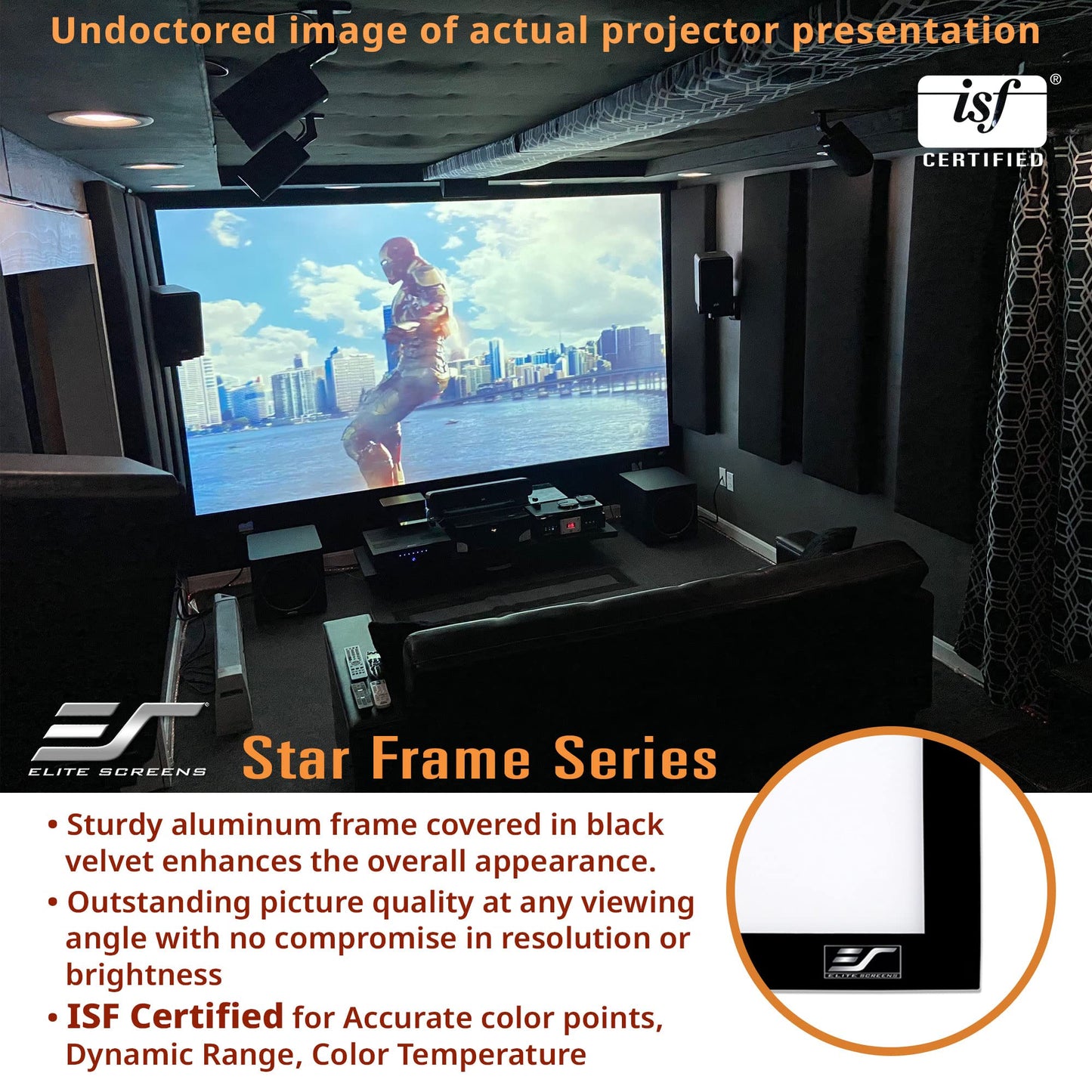 Elite Screens 100" Wall Mount Fixed Frame Projector Screen Diagonal 16:9, 8K/4K Ultra Hd Ready, Aluminum Frame, Projection Screen for Indoor Home Movie Theater Cinema, SF100HW2, CineWhite 1.3 Gain