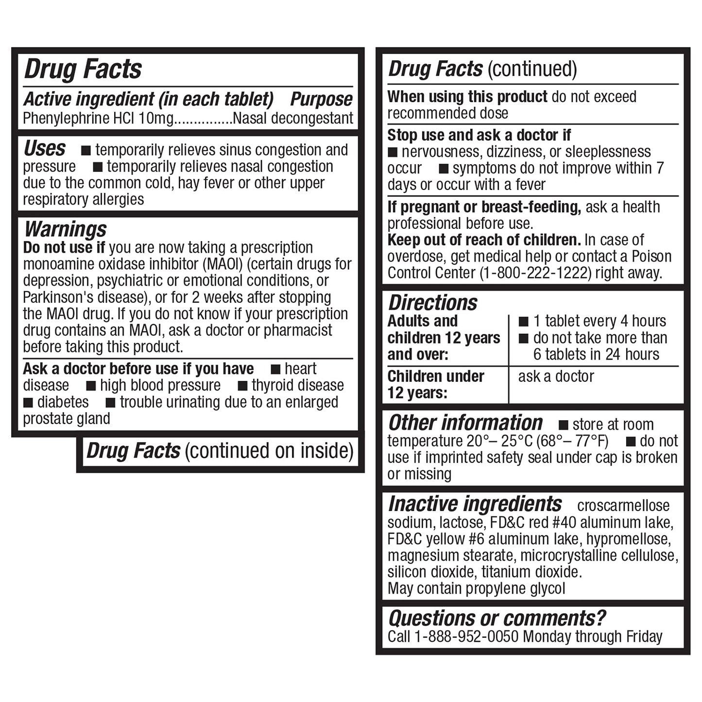 HealthA2Z® Decongestant PE | Phenylephrine HCl 10 mg | Maximum Strength | Nasal & Sinus Congestion Relief Due to Cold & Allergies (300 Count (Pack of 2))