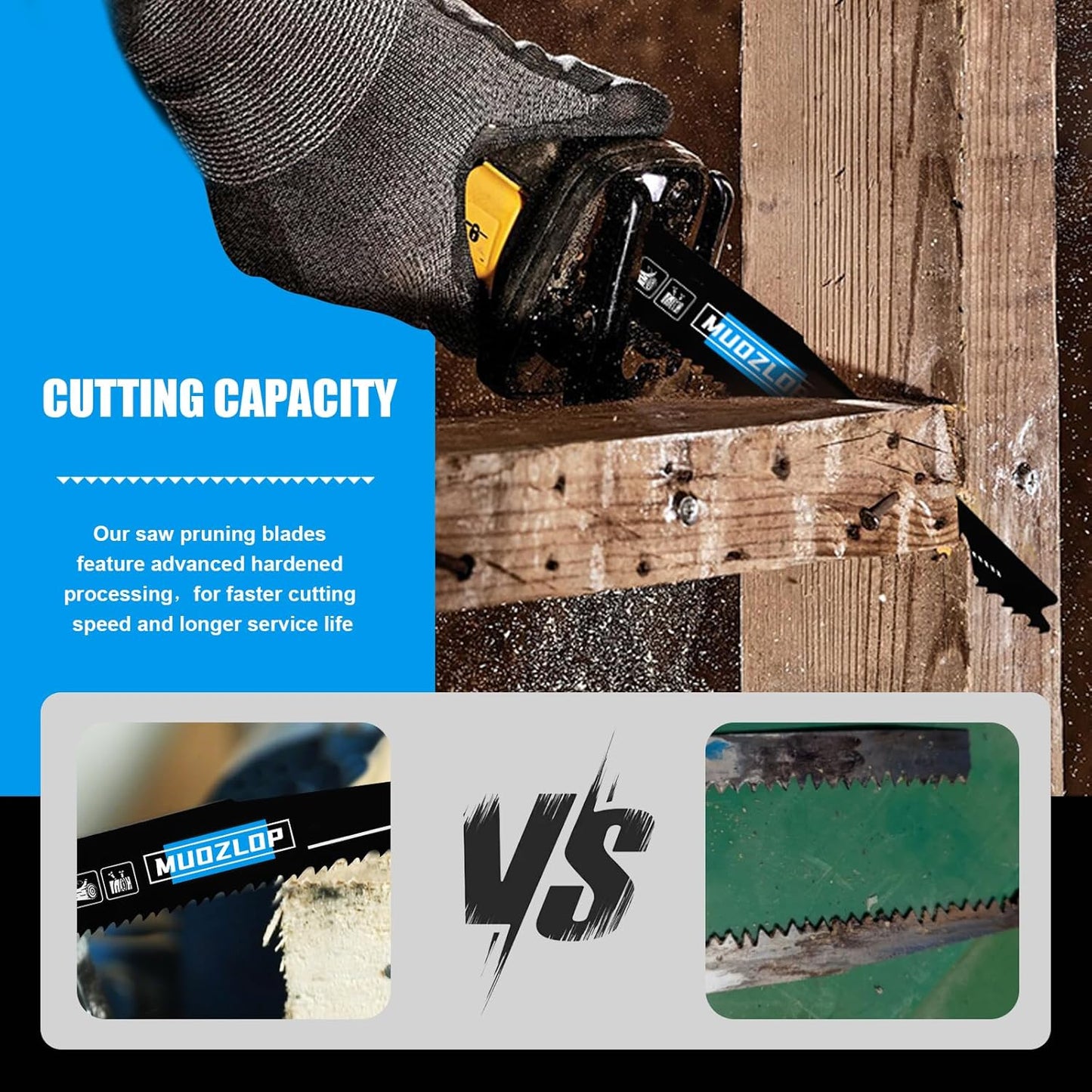 25 Pack 12 inch Reciprocating Saw Blades Set,6/12 TPI High Carbon Saw Blades, Woodcutting Saw Blades with Organizer Case (25, 6/12TPI/300mm)
