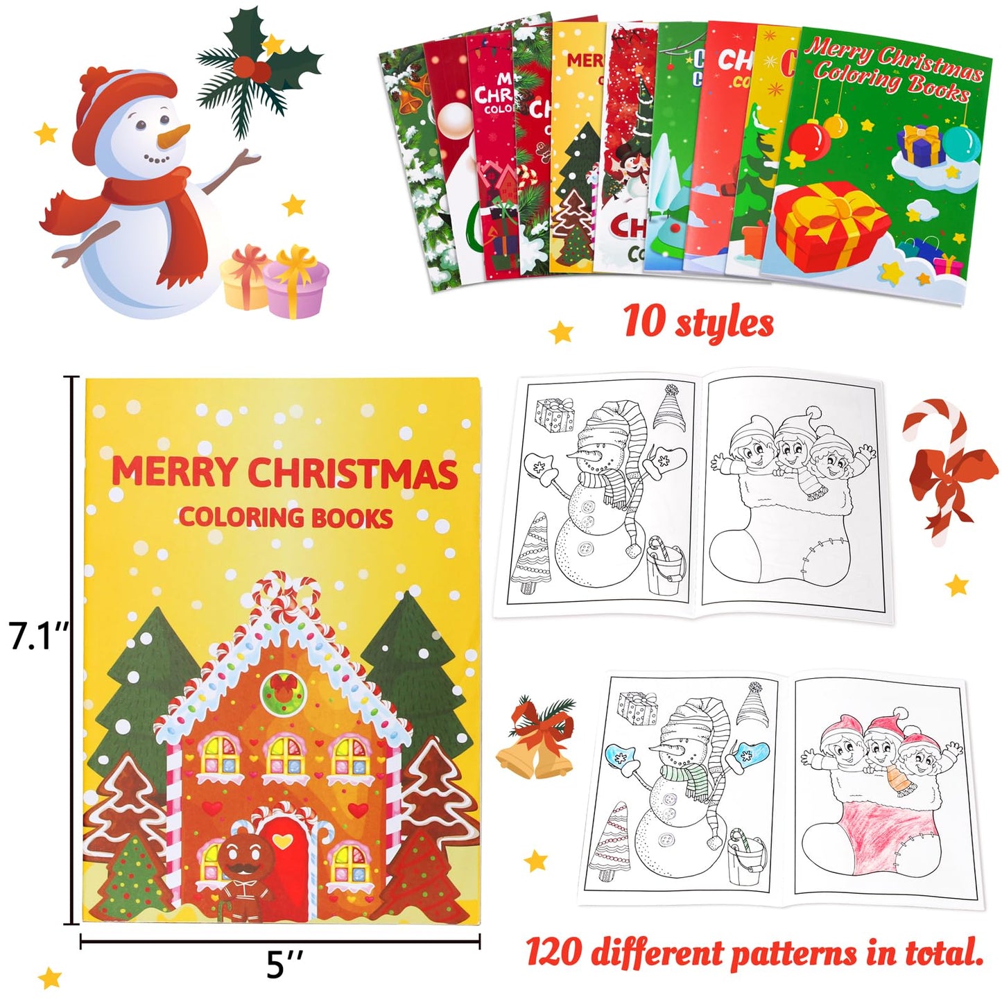 90shine 54Pcs Christmas Coloring Books for Kids Bulk: Xmas Stockings Goodie Bags Stuffers Winter Party Favors Gifts Holiday Class Activity Supplies