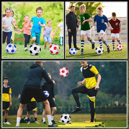 Libima 12 Pcs Soccer Balls with Pump Official Size 3/4/5 Soccer Ball Bulk for Child Adult School Sport Training Practice Christmas Operation(Size 4,Red, Blue, Black)