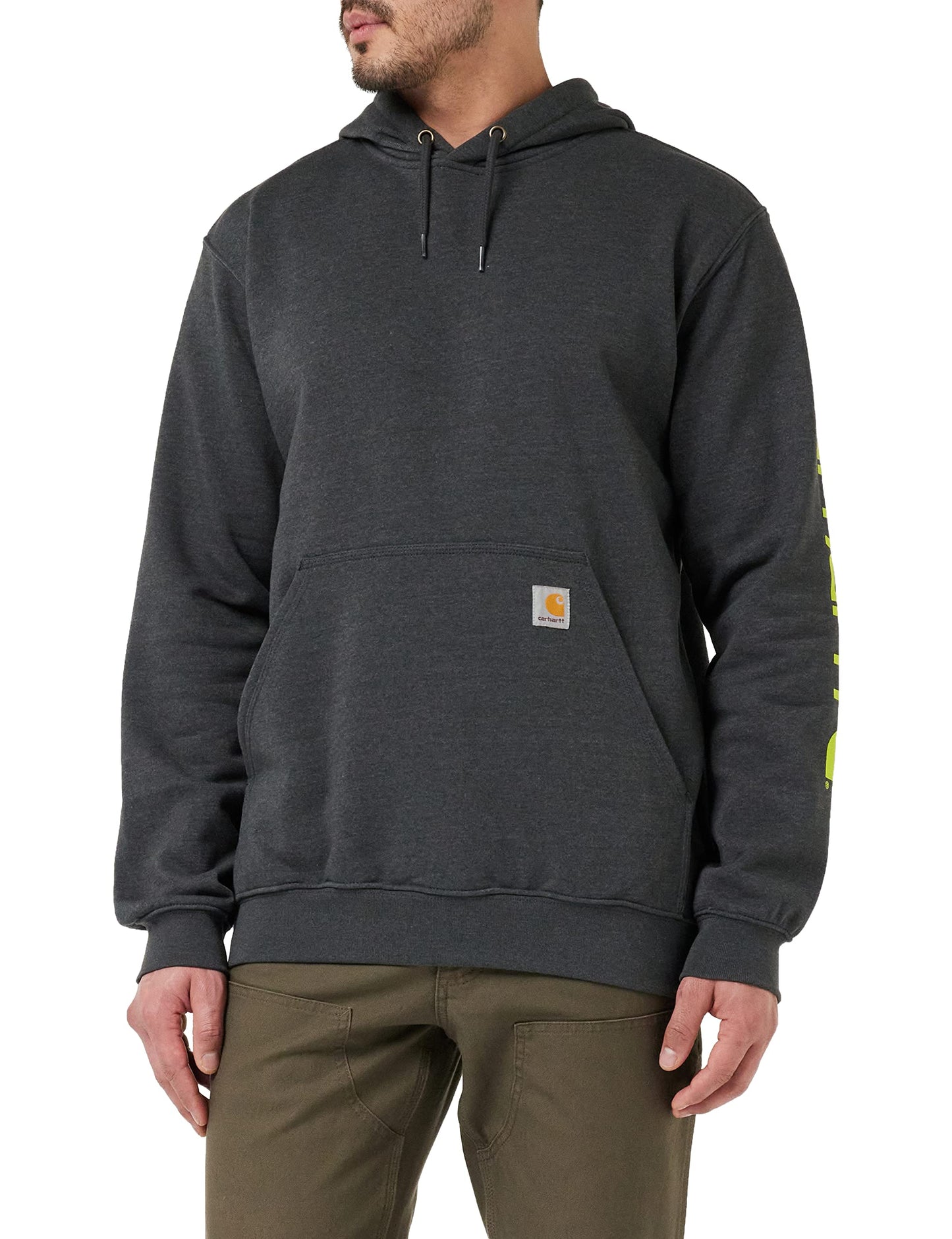 Carhartt mens Loose Fit Midweight Logo Sleeve Graphic fashion sweatshirts, Carbon Heather, Large US