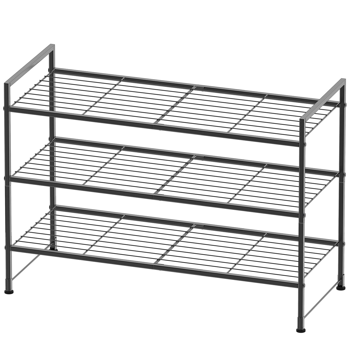 Simple Houseware 3-Tier Stackable Shoe Rack Storage Shelf, Black