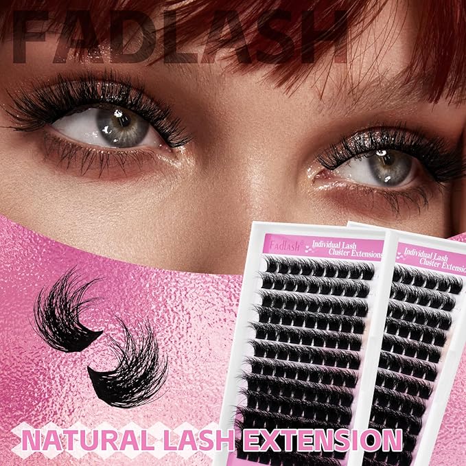FADLASH Lash Cluster Eyelash Extensions 12-18mm Individual Cluster Lashes D Curl DIY Lash Extension Clusters 3D Effect Eyelash Clusters Volume (Y01-3D-Mix12-18)