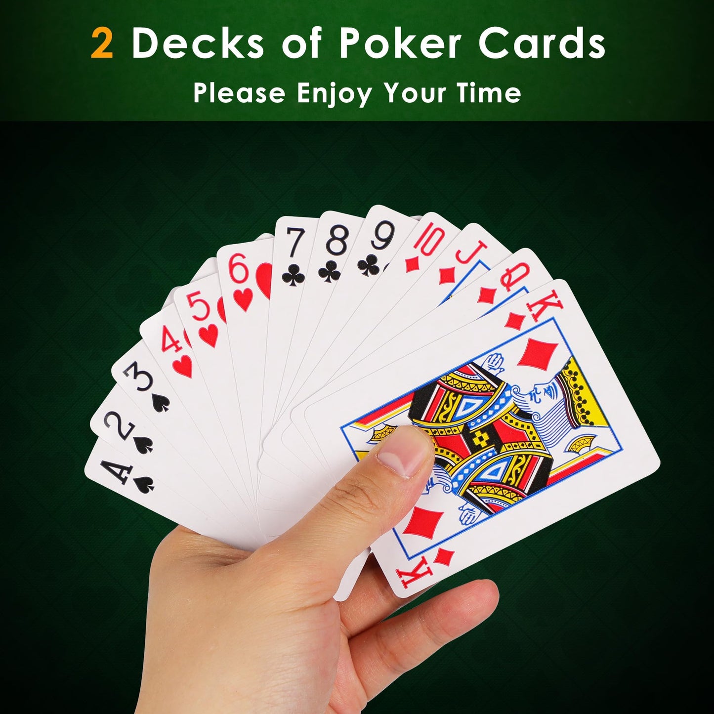ORIENGEAR Poker Chip Set with Denominations, Comes with 500 PCS 14 Gram Clay Composite Casino Chips, 2 Decks Cards, Aluminum Case & Game Tablecloth for Texas Holdem, Blackjack & Gambling Games