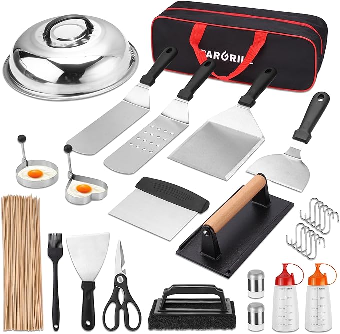 PARGRILL 128 PCS Griddle Accessories Kit - Premium Flat Top Grill Accessories Set for Blackstone & Camp Chef, Stainless St...