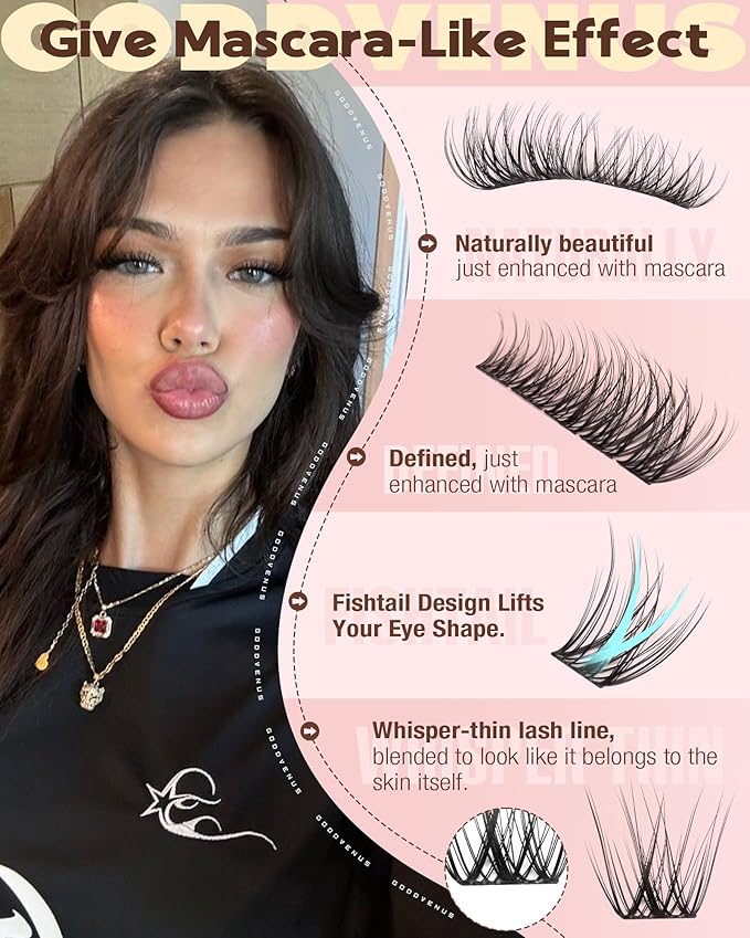 Wispy Lash Clusters Kit Mascara-like Natural Eyelash Clusters Lashes Cluster Eyelash Extensions Kit 10-16mm False Eyelashes Individual Lashes C Curl Lash Extension Kit For DIY