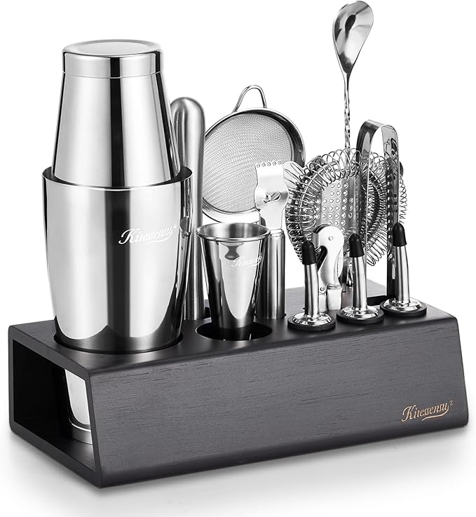 KITESSENSU Boston Shaker Set Mixology Bartender Kit | Premium Cocktail Shaker Kit with Stand Professional Home Bar Tools A...