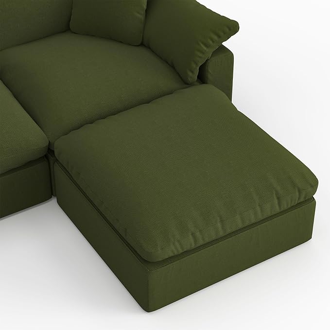 Forest aesthetics 211.6" Cloud Modular Sectional Sofa,Green Down Filled Sofa 5 Seat,Minimalist Sofa Cover Washable and Replaceable Couches for Living Room,Sectional Sofa Deep Seat