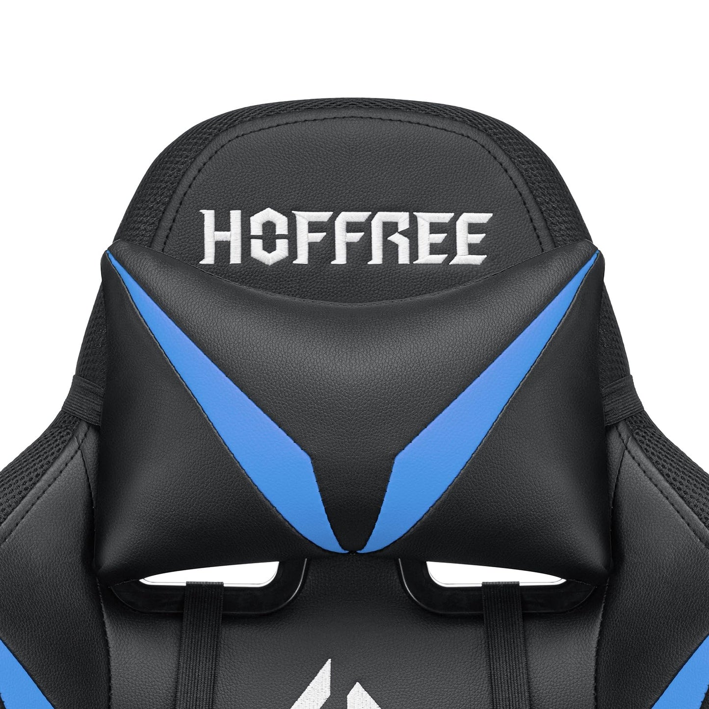HOFFREE Gaming Chair Massage with Bluetooth Speakers and Led Lights Ergonomic Computer Gaming Chair with Footrest RGB Video Game Chair with High Back Lumbar Support Blue and Black