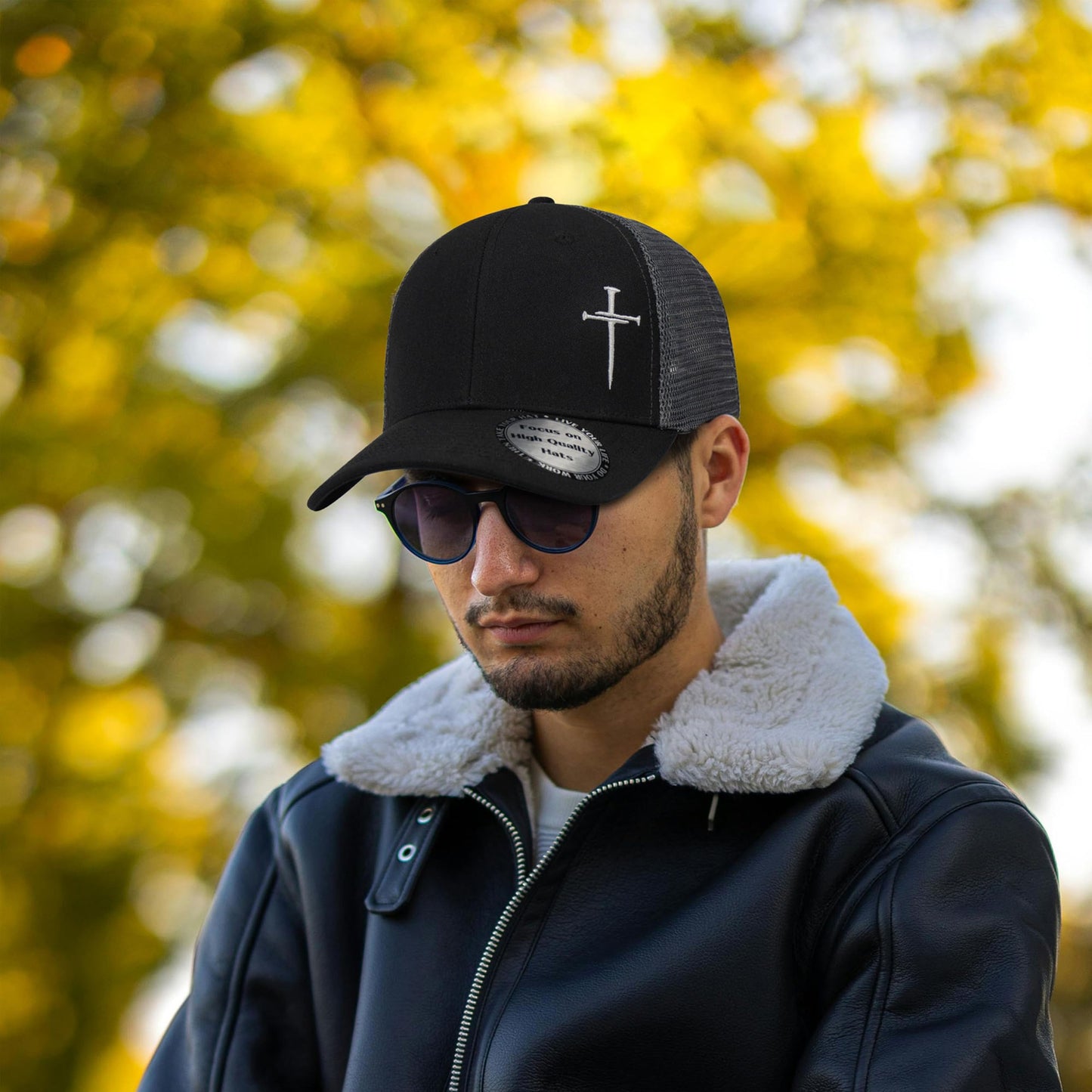 Christian Hats for Men Women,Jesus 3 Nail Cross Hat Christian Religious Gifts for Birthday/Christmas,Black and Silver
