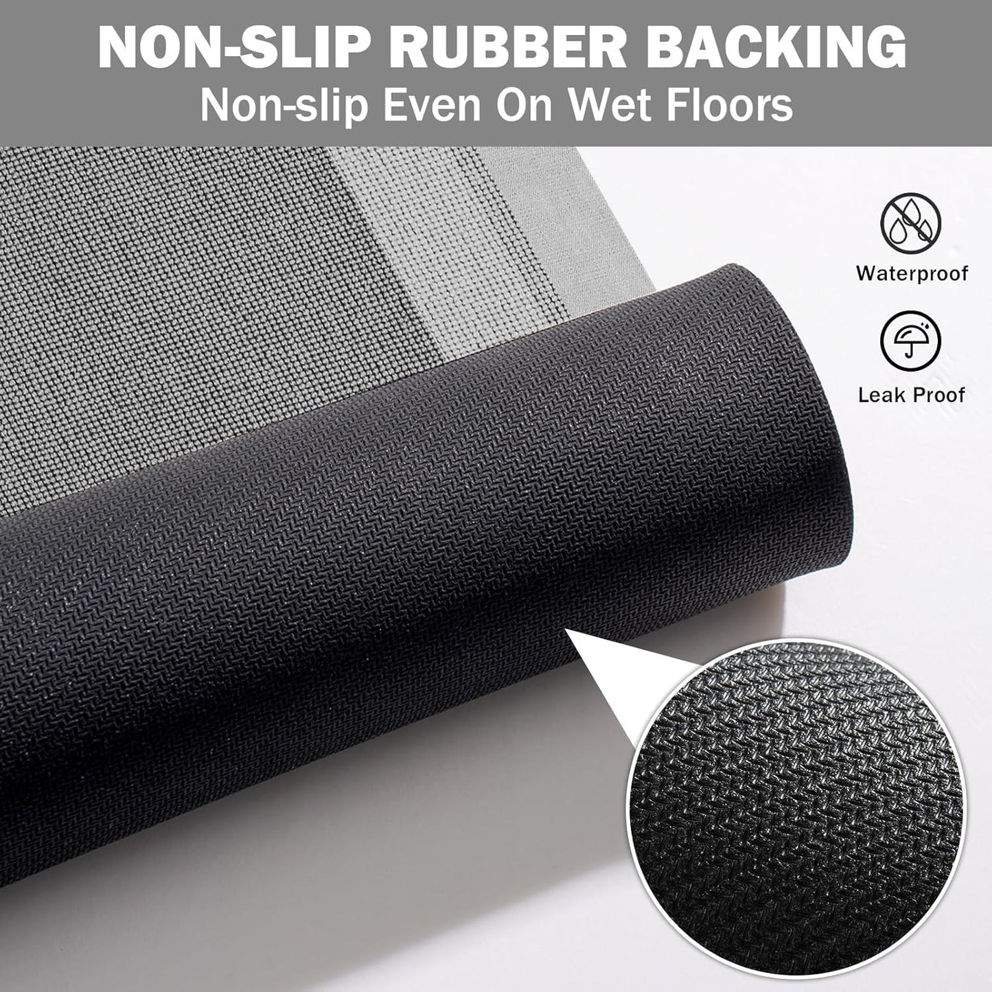Extra Long Non Slip Bathroom Runner Bath Mat, Rubber Backing Ultra Thin Bath Rug Fit Under Door Quick Dry Super Absorbent Washable Shower Mat for Bathroom Floor Bathtub Sink, Grey 24"x70"