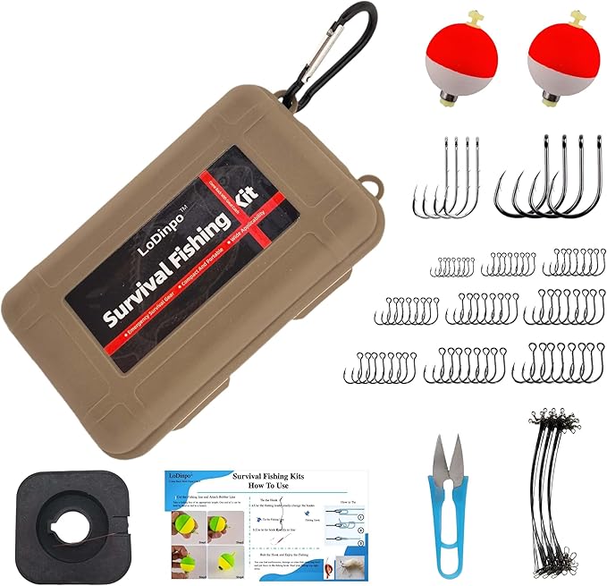 LoDinpo Mini Survival Fishing Kit Small Emergency Fishing TackleBox Pocket Outdoor Fishing Set Travel Party Fishing shoebo...