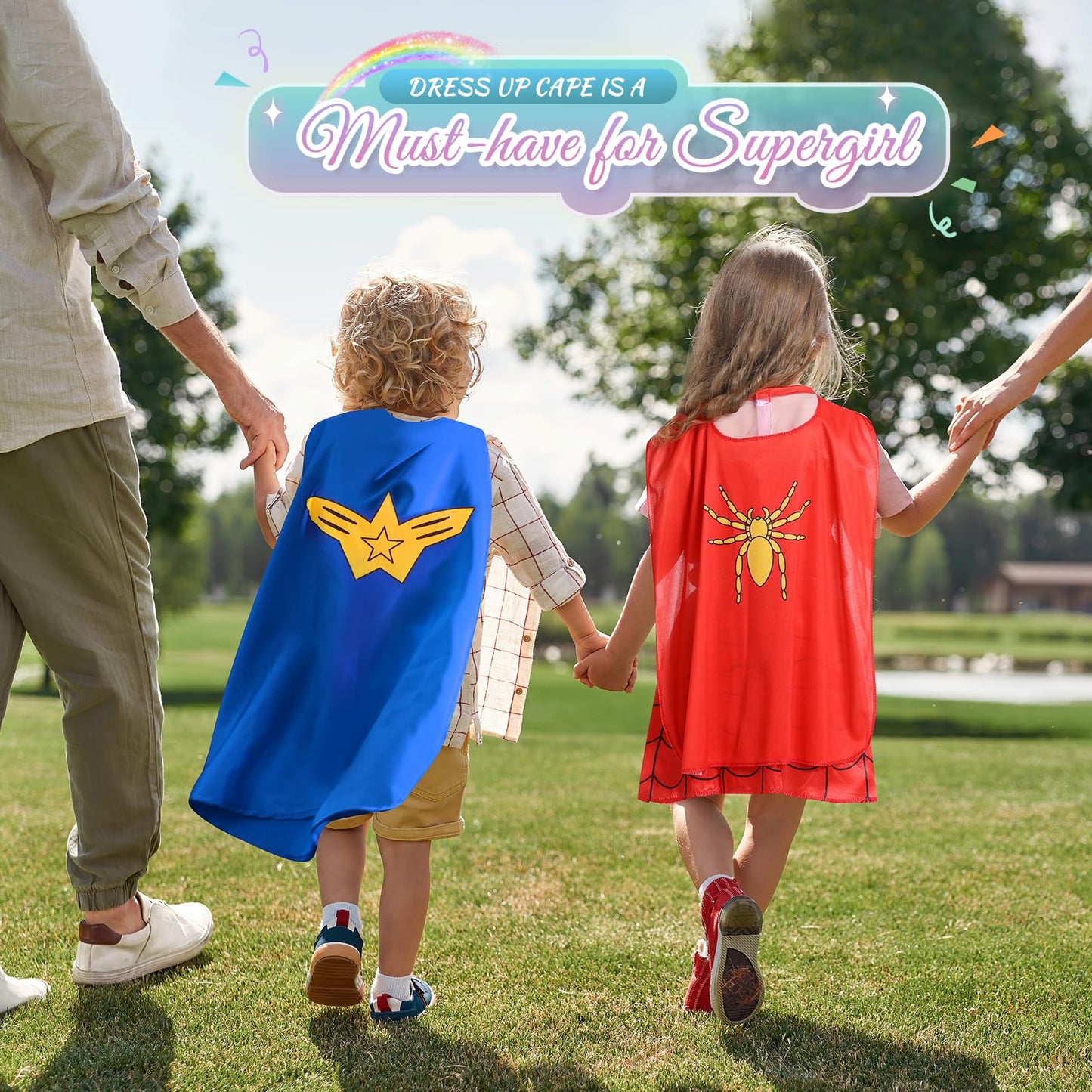 Jeowoqao Toddler Girls Dress up Costumes, Princess Dress Up Clothes for Little Girls, Kids Dress Up Pretend Play Set with Supergirl Princess Costumes Toy Gift for Girls Ages 3 4 5 6 Years