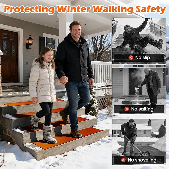 HOMREST Heated Snow Melting Walkway Mat,10" x 30" Heated Floor Mat with 10 Feet Long Power Cord,2 in/h Speed No-Slip Snow and Ice Melt with 1 Plug for Snow Removal,Winter Outdoor Steps,Doorways