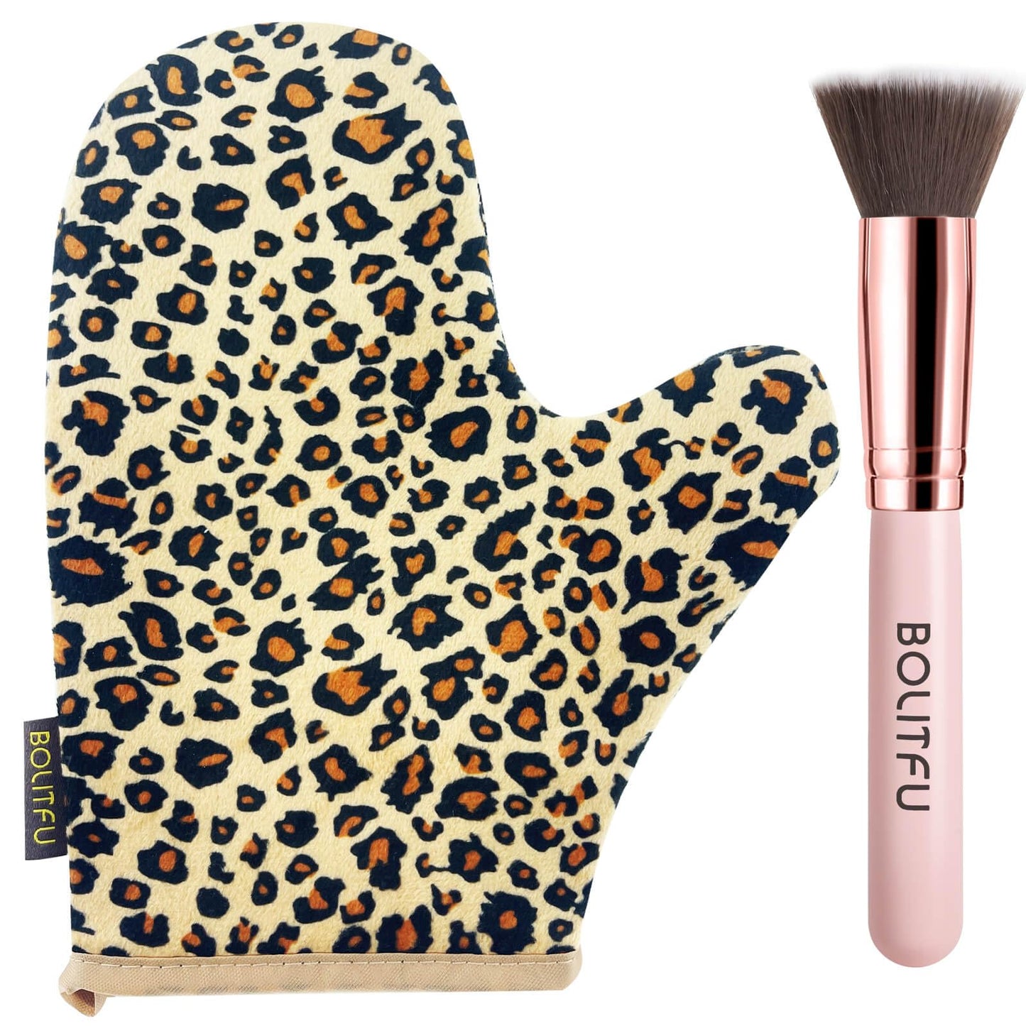 2 Pack Self Tanning Mitt Applicator Kit Set, Self Tanning Glove and Self Tanner Flat Top Brush, Tan Applicator for Sunless Self