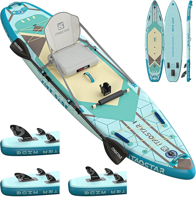 iTAOSTAR City Park 12'×35" Extra Wide Paddle Board with Seat, One-Stop Premium SUP Board Gears, Tailored 5 Fins, Stable In...