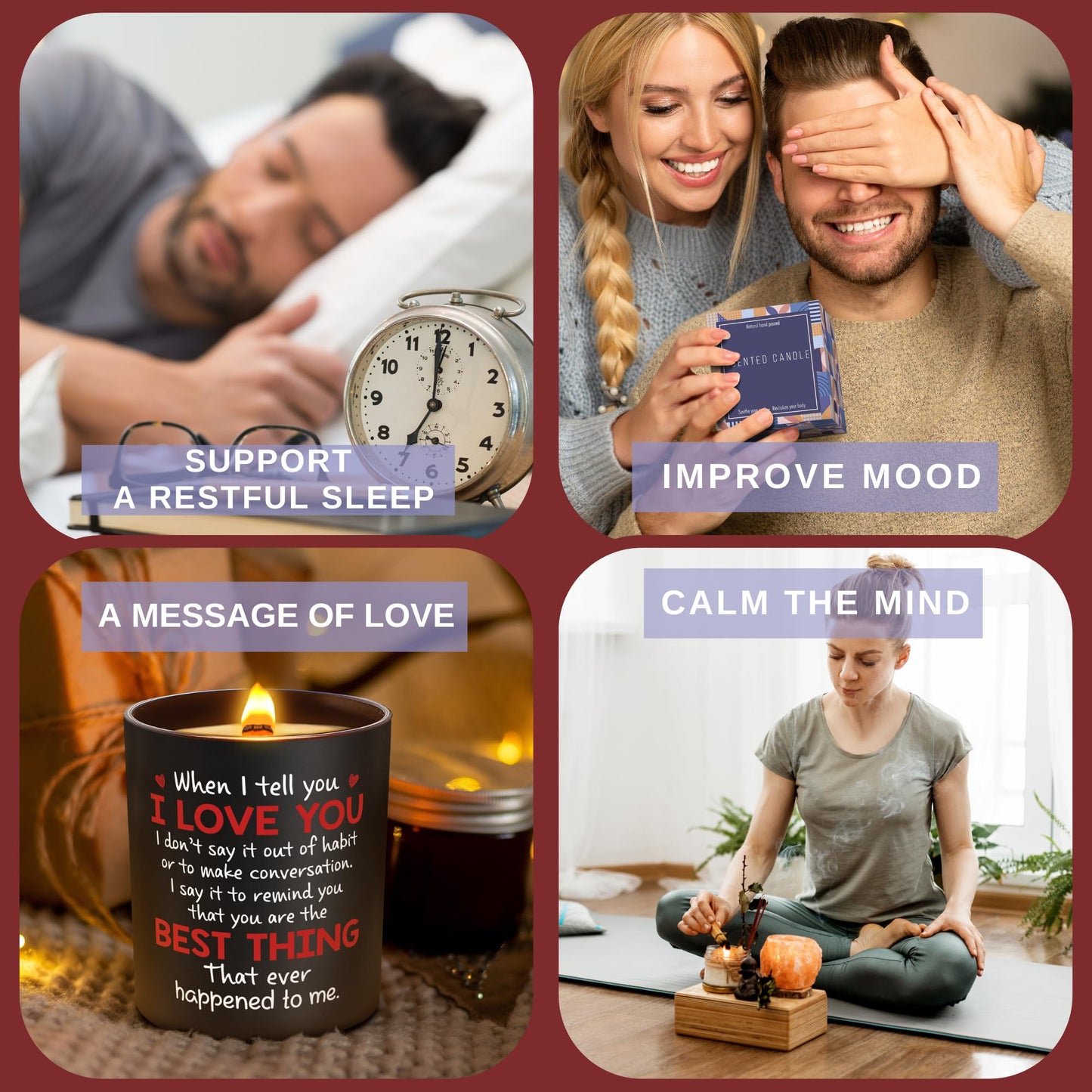 Anniversary Wedding, Birthday Gifts for Her Him - Love Romantic Gifts for Wife, Girlfriend, Boyfriend, Husband, Couples - Lavender & Vanilla Scented Candle