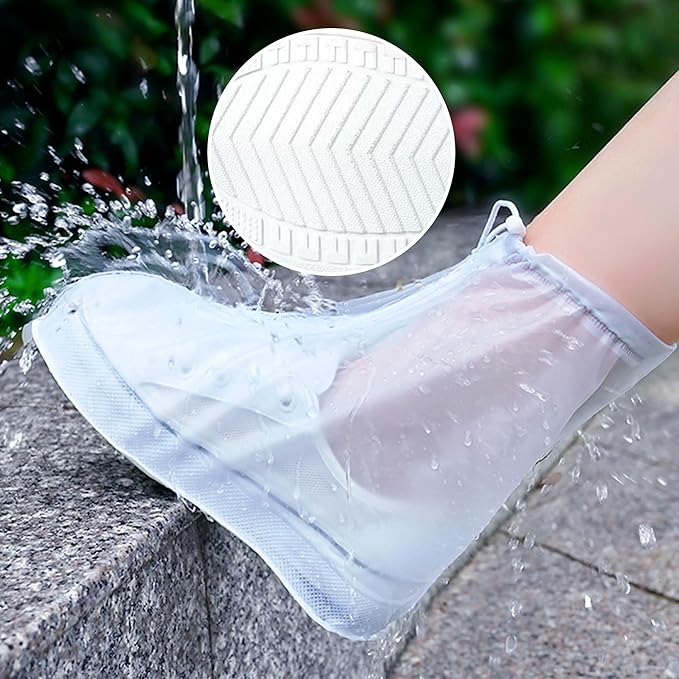 ZVSLGVZ Rain Boot Waterproof Shoes Covers, Sand Control Non-Slip Shoe Cover Galoshes, PVC Rubber Sole Reusable Rain Snow B...