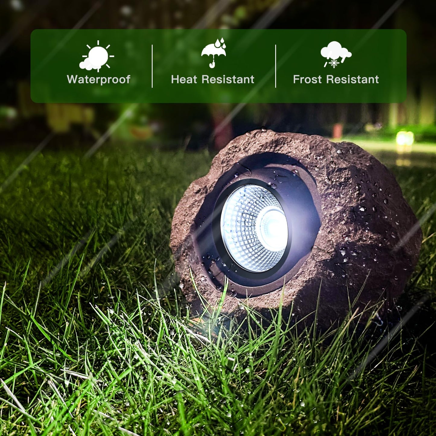 Timeflies Solar Rock Lights Outdoor, 1 Pack Super Bright Solar Spot Lights Outdoor IP65 Waterproof Yard Lights, Auto On/Off Garden Lights for Paths, Sidewalks, Yards, Landscapes, Patios
