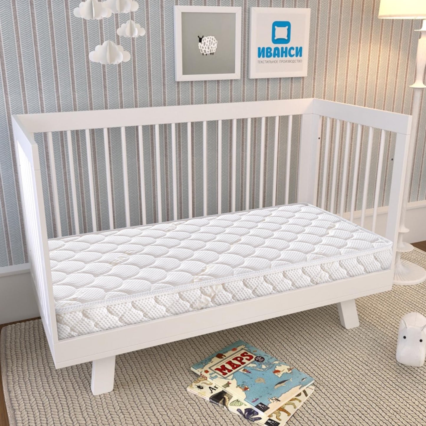 Tiankehan Dual-Sided Crib Mattress & Toddler Mattress – 52" x 27.6" x 5", 100% Knitted Fabric, Moisture Absorbent & Breathable, Fits Standard Full-Size Cribs & Toddler Beds