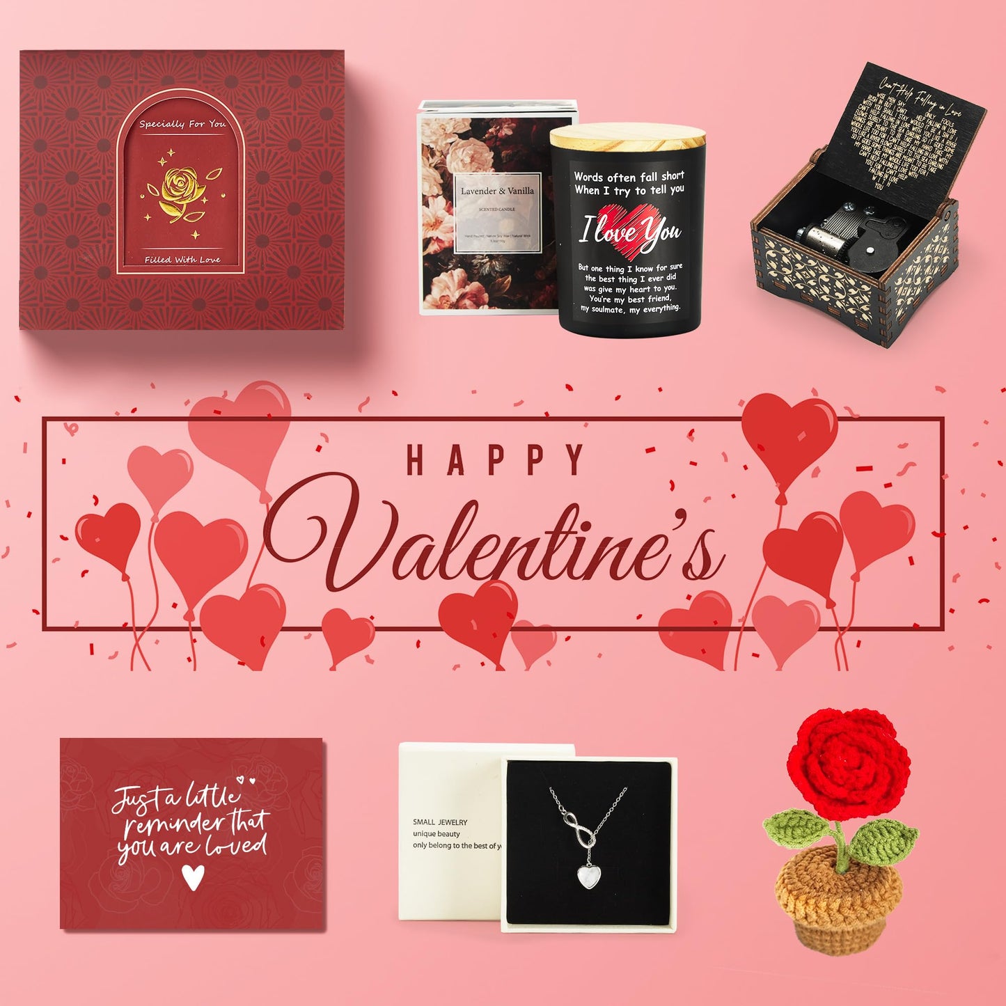Gifts for Her, Romantic Gifts for Girlfriend, Wife, Valentine's Gift Bulk for Her, Valentine Gift Baskets for Women, Unique Present for Wedding Engagement Anniversary Bulk Set