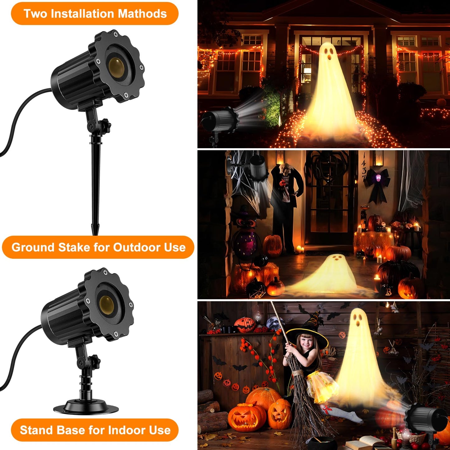 Halloween Projector Lights Outdoor,2025 Upgraded 3D Dynamic Ghost Decorations Light,Clearer Ghost HD Patterns,Night Light for Home Window Wall Halloween Decor
