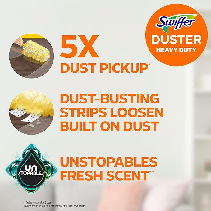 Swiffer Dusters Refill for cleaning, Feather & Microfiber Duster Alternative, Unstopables Fresh Scent, (4x6ct)