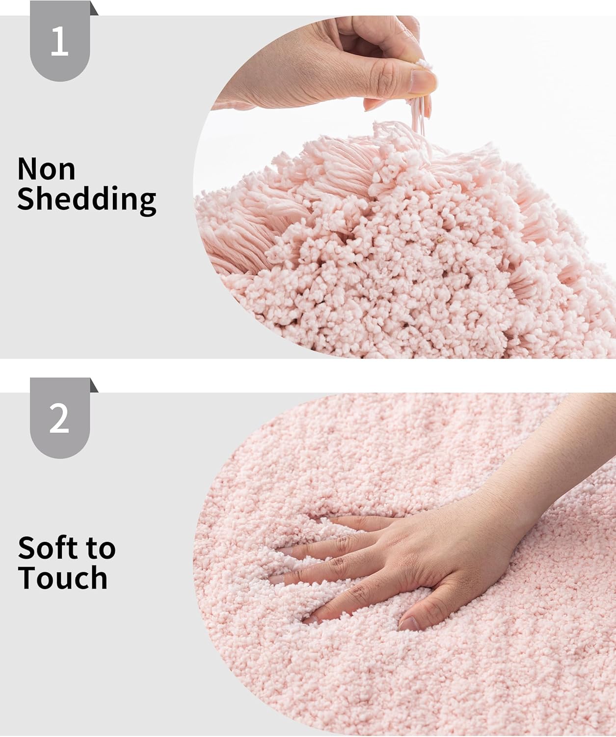 Bathroom Rug 20x32 Non Slip Fluffy Pink Bath Mat for Bathroom Floor Washable Plush Luxury Bath Rug for Tub Soft Shaggy Absorbent Shower Sink Mat