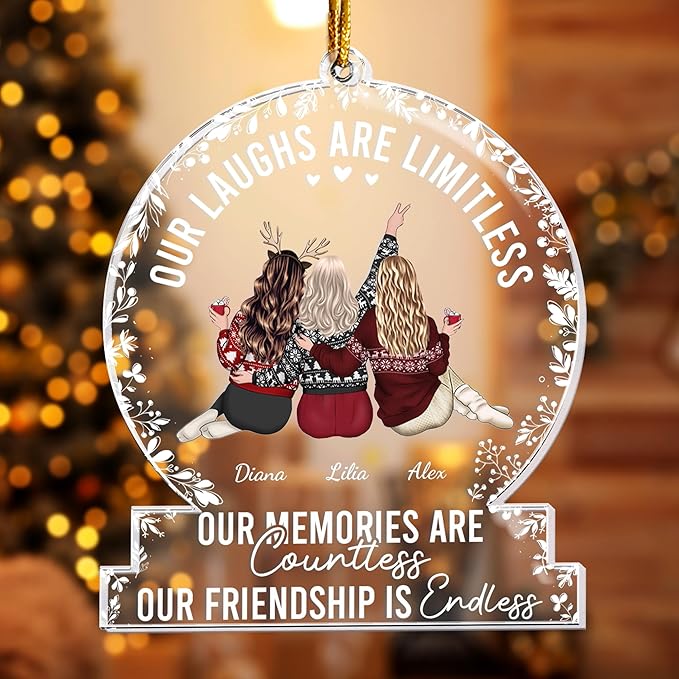 Macorner Personalized Friends Ornament, Our Memories are Countless, Our Friendship is Endless, Best Friend Ornaments for Christmas Tree Decorations Friendship Gifts for Friends Female Women