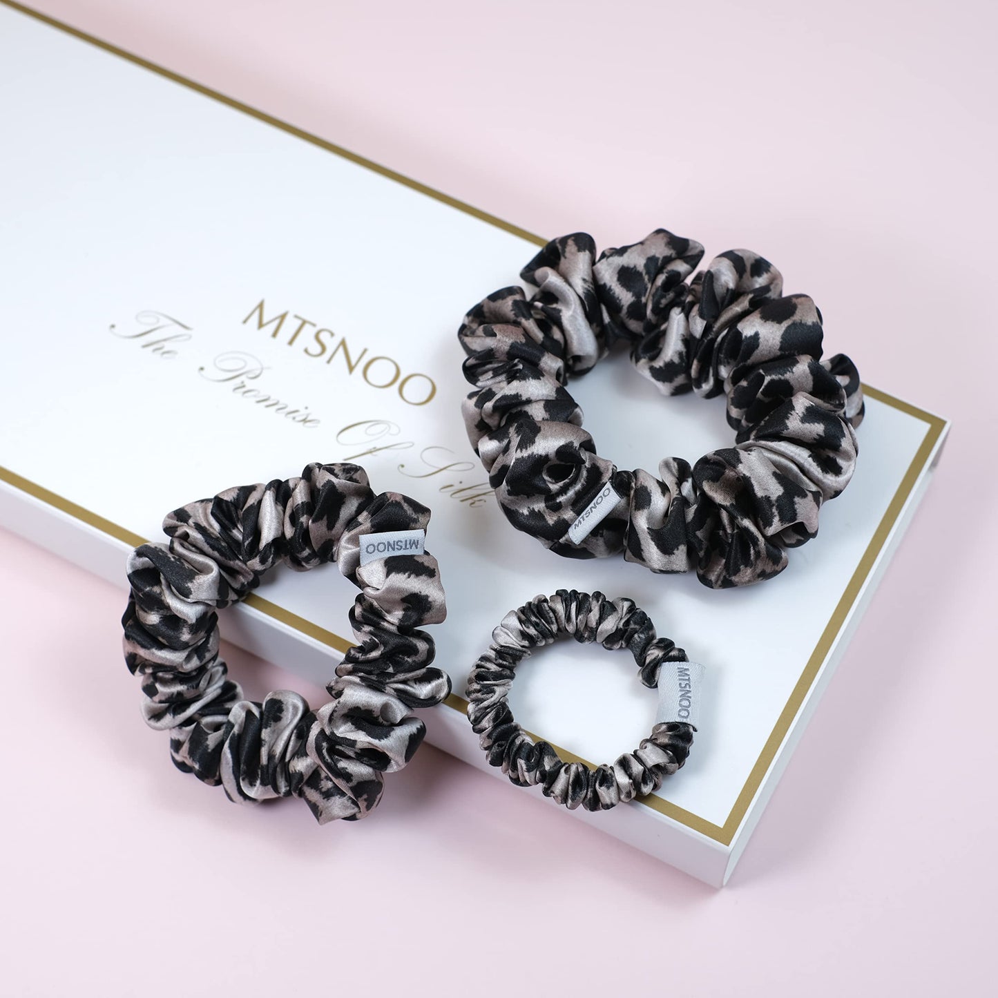 MTSNOO Mulberry Silk Scrunchies for Sleep: 3 Pack Mini Scrunchies with Elastic Band for Curly Hair - 100% Pure 22 Momme Silk Hai