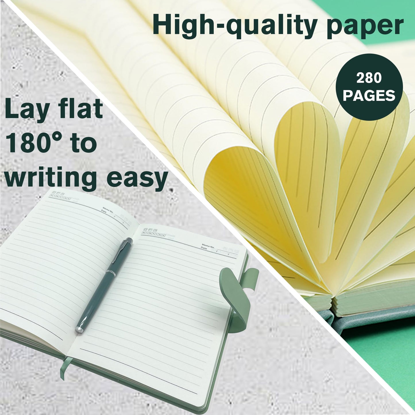 Personalized Notebook with Pen and Gift Box, Custom Text Leather Journal, Gifts for Women Men, Engraved Journals To Write In, Birthday, Best Friend, Mom, Sister, Corporate, Business Gift (Text-Green)