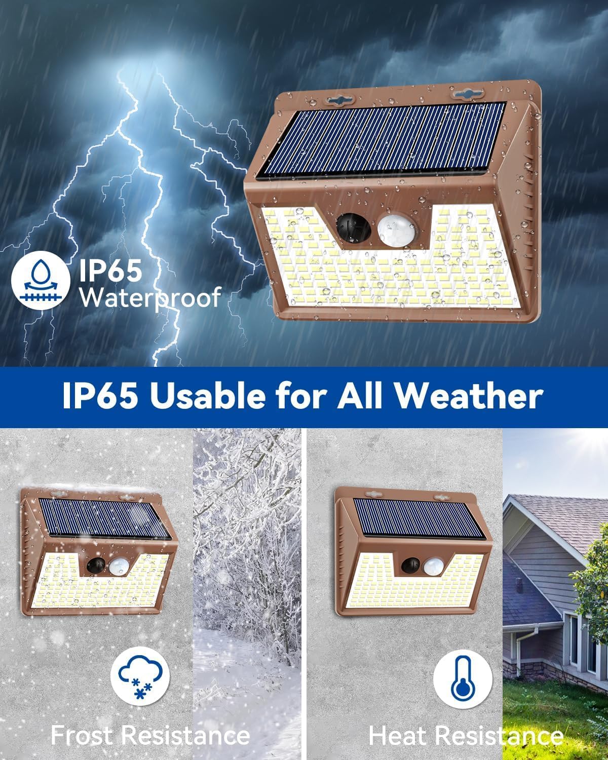 Peasur Solar Lights for Outside [10 Pack/140LED/Brown], Motion Sensor Outdoor Lights Ultra-Bright, Solar Security Light 3 Working Modes, Waterproof for Outside Garden Yard