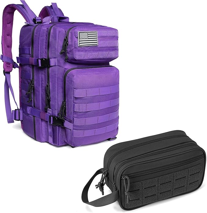 QT&QY 45L Tactical backpack & Tactical Toiletry Bag